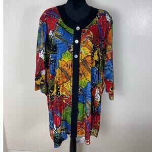 We Be Bop Vintage Patchwork Tunic 2X - Button Front